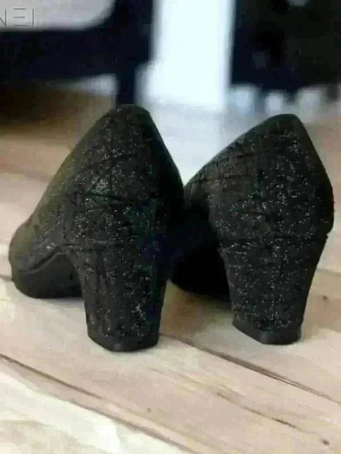Black Shimmer Ballerina Shoes - cunei